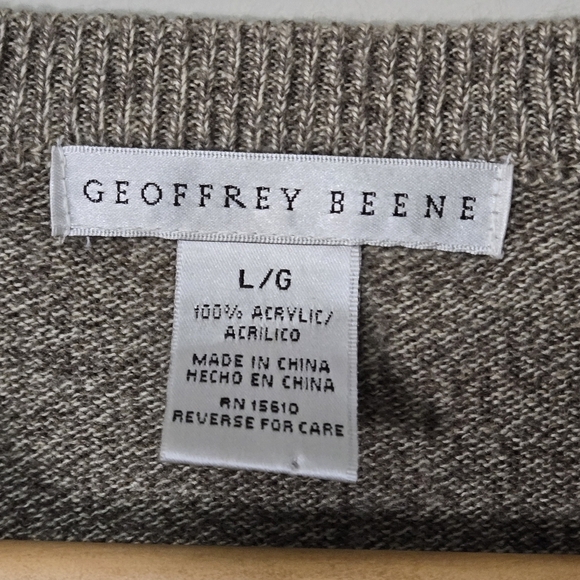 GEOFFREY BEENE mens Large sweater vest beige, Brown  💯 acrylic - Picture 4 of 6